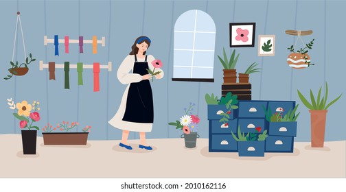 flower shop. flat design style minimal vector illustration.