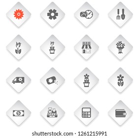 flower shop flat rhombus web icons for user interface design