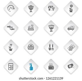 flower shop flat rhombus web icons for user interface design