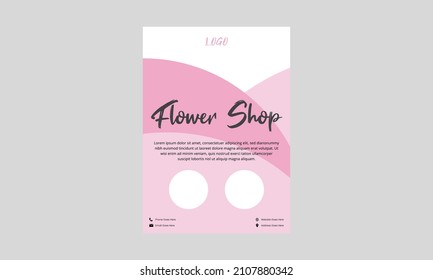 Flower Shop Flyer Design. Flower Sale Store Poster Leaflet In Pink Color. Flower Seller Shop Flyer, Dl Flyer Design