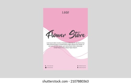 Flower Shop Flyer Design. Flower Sale Store Poster Leaflet In Pink Color. Flower Seller Shop Flyer, Dl Flyer Design