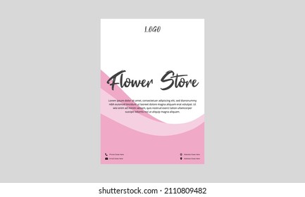 Flower Shop Flyer Design. Flower Sale Store Poster Leaflet In Pink Color. Flower Seller Shop Flyer, Dl Flyer Design