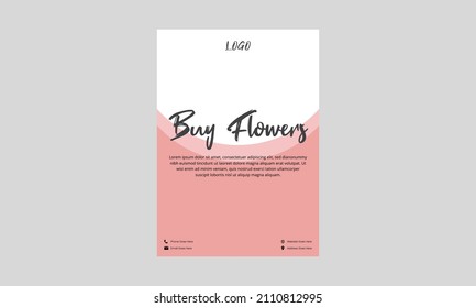 Flower Shop Flyer Design. Flower Sale Store Poster Leaflet In Pink Color. Flower Seller Shop Flyer, Dl Flyer Design