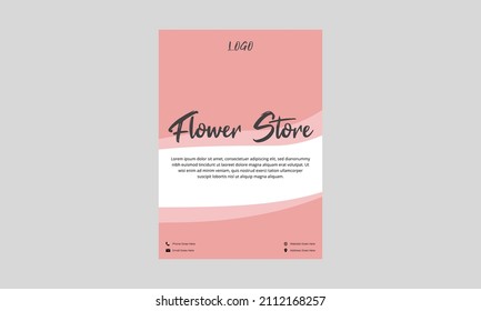 Flower Shop Flyer Design. Flower Sale Store Poster Leaflet In Pink Color. Flower Seller Shop Flyer, Dl Flyer Design