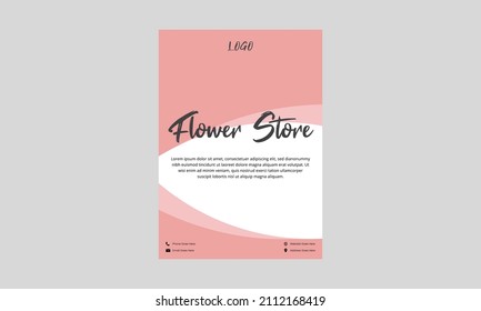 Flower Shop Flyer Design. Flower Sale Store Poster Leaflet In Pink Color. Flower Seller Shop Flyer, Dl Flyer Design