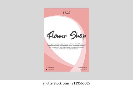 Flower Shop Flyer Design. Flower Sale Store Poster Leaflet In Pink Color. Flower Seller Shop Flyer, Dl Flyer Design