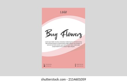 Flower Shop Flyer Design. Flower Sale Store Poster Leaflet In Pink Color. Flower Seller Shop Flyer, Dl Flyer Design