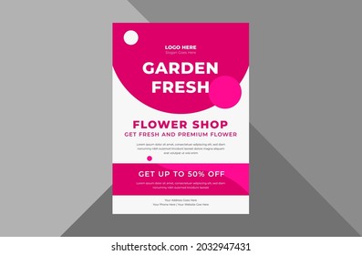 Flower Shop Flyer Design. Spring Flower Sale Poster Leaflet Design. A4 Template, Brochure Design, Cover, Flyer, Poster, Print-ready