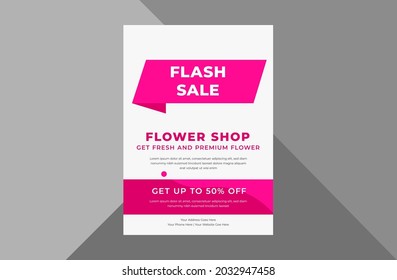 Flower Shop Flyer Design. Spring Flower Sale Poster Leaflet Design. A4 Template, Brochure Design, Cover, Flyer, Poster, Print-ready