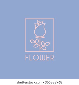 Flower Shop Icon and Lettering Set