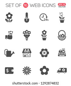 flower shop icon set. flower shop web icons for your project