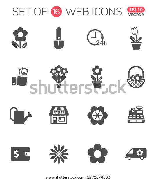 flower shop icon set. flower shop web icons for\
your project