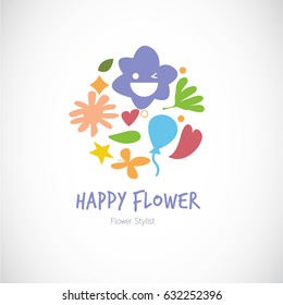 flower shop logo concept - vector illustration