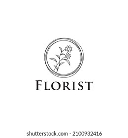 flower shop logo design.with a minimalist style, can be used as a business shop.card.
