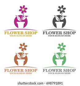 Flower shop logo template vector illustration eps 10