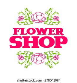 Flower shop logo. Vector icon logo design template.