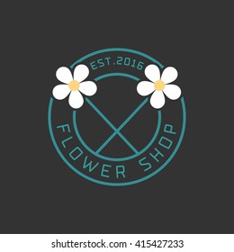 Flower shop logo vector. Template design element for business related to flowers and floristy - delivery, gardening, boutique. 