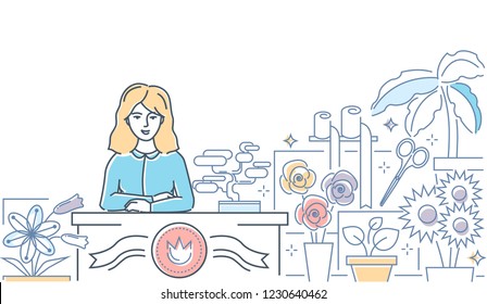 Flower shop - modern line design style vector illustration