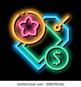 flower shop price label neon light sign vector. Glowing bright icon flower shop price label sign. transparent symbol illustration