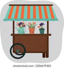 Flower shop. Sale of fresh flowers. High quality vector illustration.
