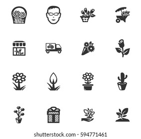 Flower shop vector icons for user interface design