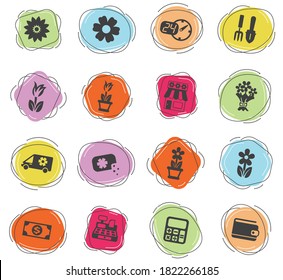 flower shop vector icons for web and user interface design