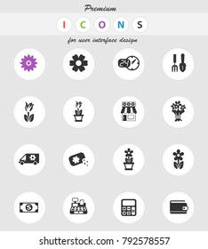 flower shop vector icons for web and user interface design