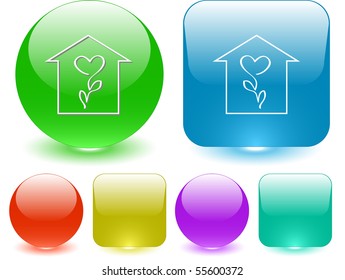 Flower shop. Vector interface element.