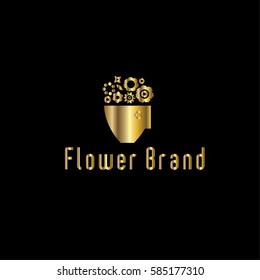 Flower shop vector logo design template