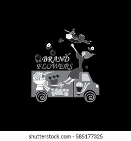 Flower shop vector logo design template