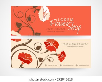 Flower shop website banner or header set.