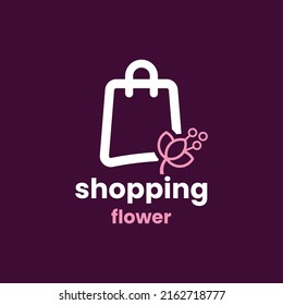 Flower with Shopping logo design vector graphic symbol icon sign illustration creative idea