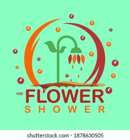 Vector de diseño de logotipo de ducha de flores