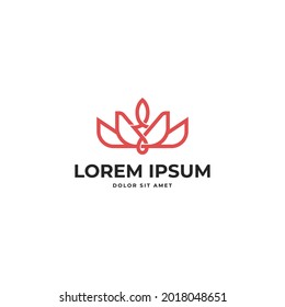 Flower side view abstract lines simple logo icon sign symbol design concept. Vector illustration