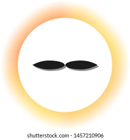 Flower sign. Dark icon with shadow on the glowing circle button. Illustration.