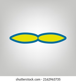 Flower sign. Icon in colors of Ukraine flag (yellow, blue) at gray Background. Illustration.