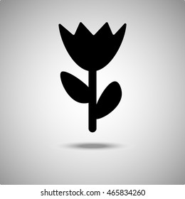 Flower sign icon. Flat style.Grey background. Vector illustration.