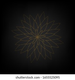 Flower sign. Icon as grid of small orange light bulb in darkness. Illustration.