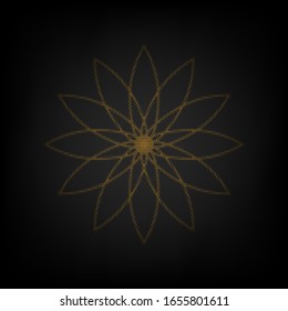Blumenschild. Icon als Gitter der kleinen orangefarbenen Glühbirne in der Dunkelheit. Illustration.