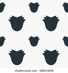 Flower sign icon. Rose symbol. Seamless grid lines texture. Cells repeating pattern. White texture background. Vector