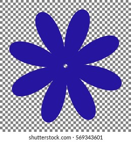 Flower sign illustration. Blue icon on transparent background.