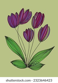 Flower sign illustration image. 
Hand drawn image artwork of flower. 
Simple cute original logo.
Hand drawn vector illustration for posters, cards, t-shirts.