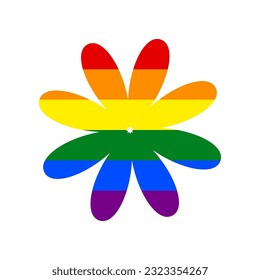 Flower sign illustration. Rainbow gay LGBT rights colored Icon at white Background. Illustration.