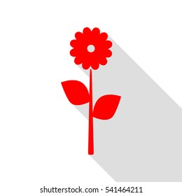 Flower sign illustration. Red icon with flat style shadow path.