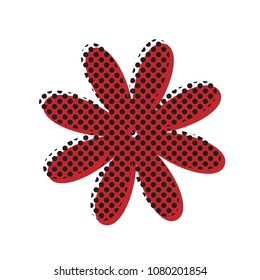 Flower sign illustration. Vector. Brown icon with shifted black circle pattern as duplicate at white background. Isolated.
