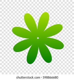 Flower sign illustration. Vector. Green gradient icon on transparent background.