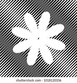 Flower sign illustration. Vector. Icon. Hole in moire background.
