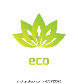 Flower sign, logo element, overlap leaf, eco icon background , vector ilustration, indian design. Geometric symbol of the complex structure. Lotus can be used for yoga event, school, club, web.