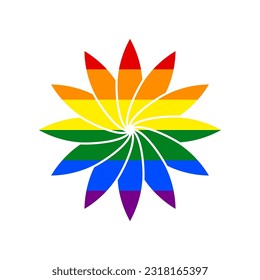 Flower sign. Rainbow gay LGBT rights colored Icon at white Background. Illustration.