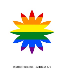 Flower sign. Rainbow gay LGBT rights colored Icon at white Background. Illustration.